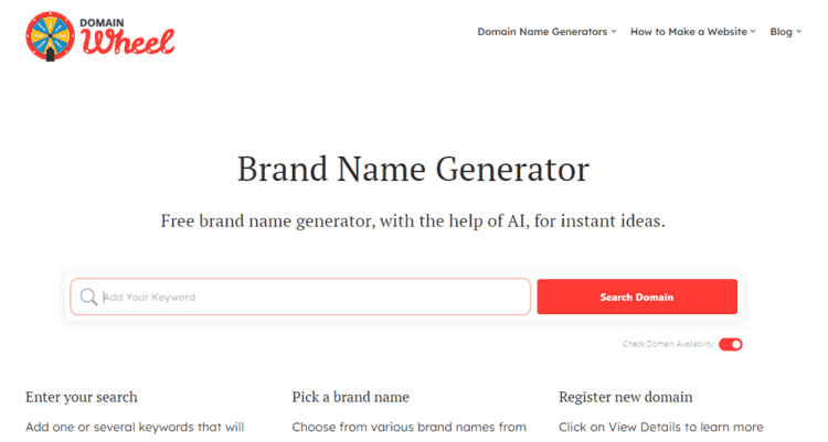 domainwheel best website name generator