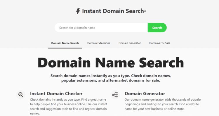 instantdomainsearch good website name generator